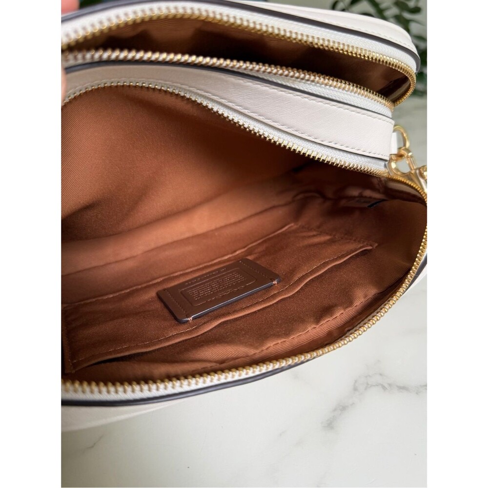 Coach Jes Crossbody With Linear Quilting Gold /Chalk Leather Bag C1569 - Picture 11 of 16